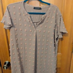 Women's Textured Dot Short Sleeve Top - Taupe